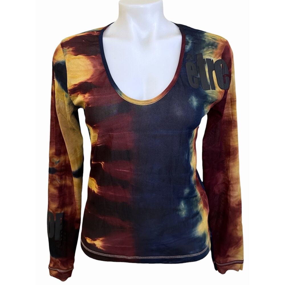 Cop Copine Y2K "Flambeau" Multicolor Mesh Long-Sleeve Top Size 3/L